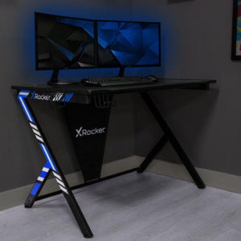 X Rocker Home / Ocelot Gaming Desk with Blue/Red Stickers