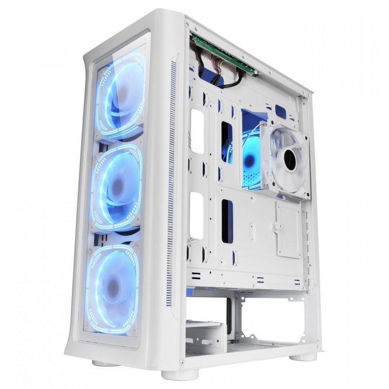 Mars Gaming MC-NEO White XXL E-ATX Gaming Tower Tempered Glass Side and Front Window 4x ARGB 120mm Fans + 120mm Fan CPU 