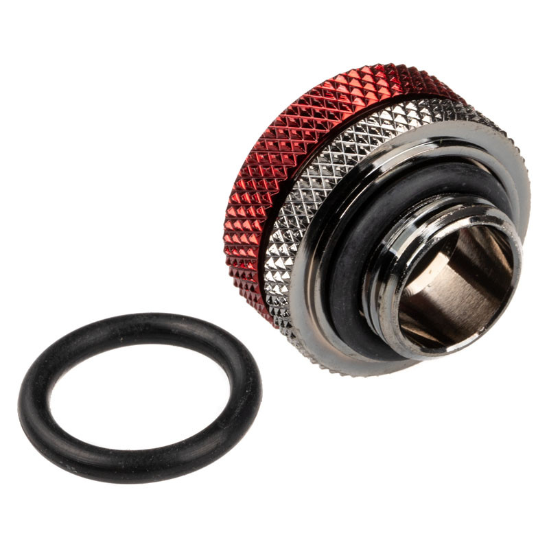 Bitspower Multi-Link Adapter Anschluss gerade G1/4 Zoll AG auf 14mm AD Hardtube - schwarz glänzend/rot