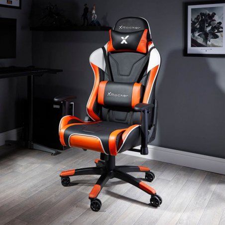 X Rocker Agility eSports PC gaming chair Upholstered padded seat Black, Orange, White