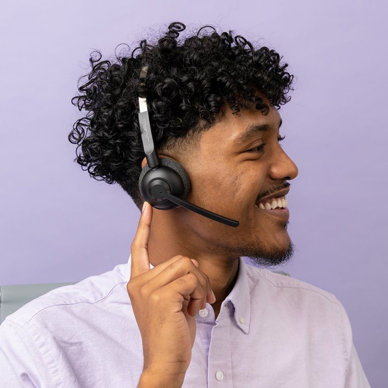 JLab GO Work Pop Wireless On-Ear Bluetooth Kopfhörer 50h Stunden Spielzeit, Mikrofonarm, Bluetooth-Multipoint-Technolog