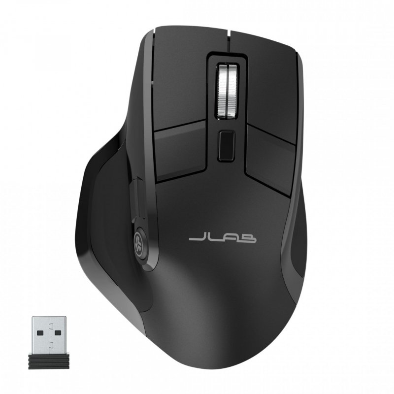 JLab Epic Bluetooth-Maus, Ergonomisches Design, 9 Tasten Verbindung über Bluetooth oder USB-Dongle, Kompatibel mit Wind