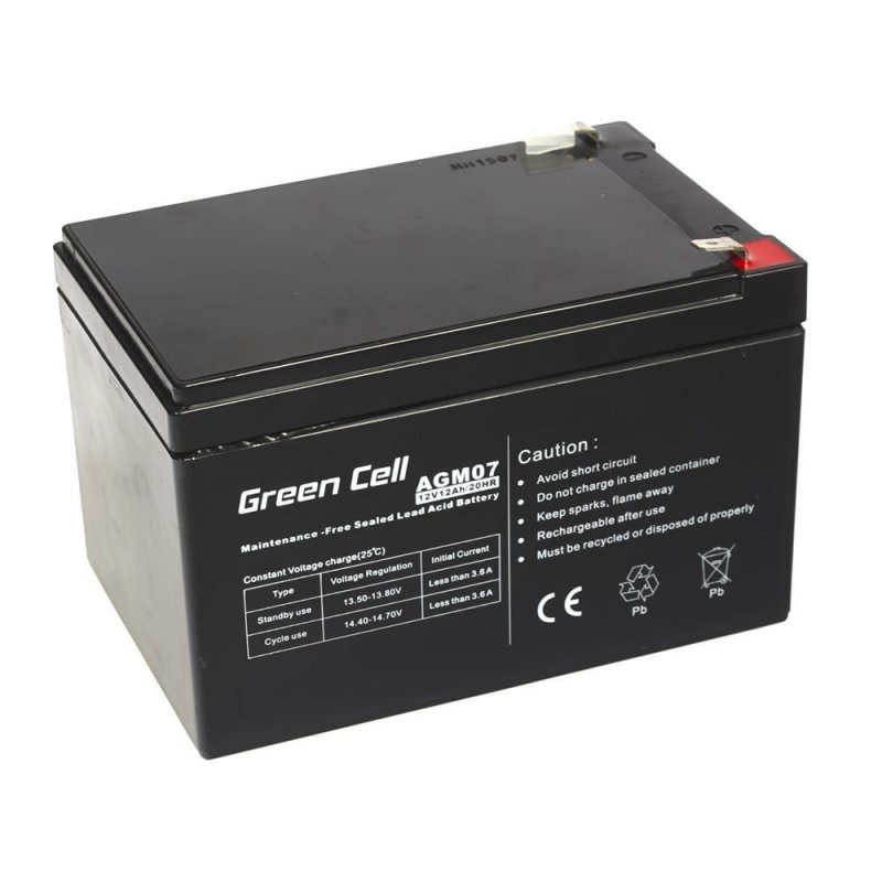 Rechargeable Battery AGM VRLA Green Cell AGM07 12V 12Ah (for UPS, alarm, toys, motor)