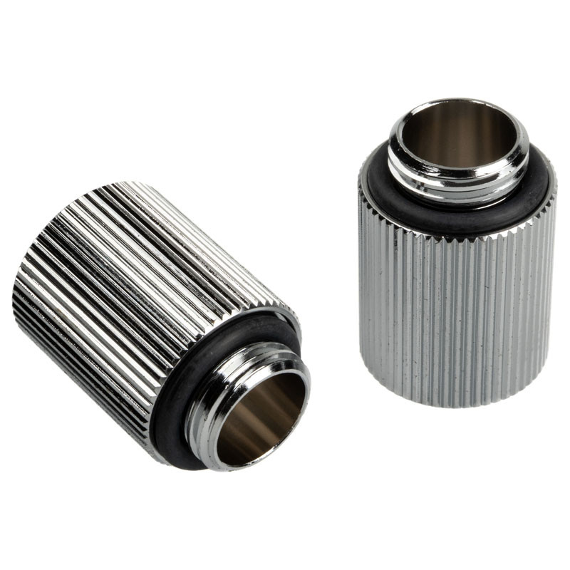 Bitspower Touchaqua Adapter gerade G1/4 Zoll AG auf G1/4 Zoll IG - 2er Pack, 20mm, silber