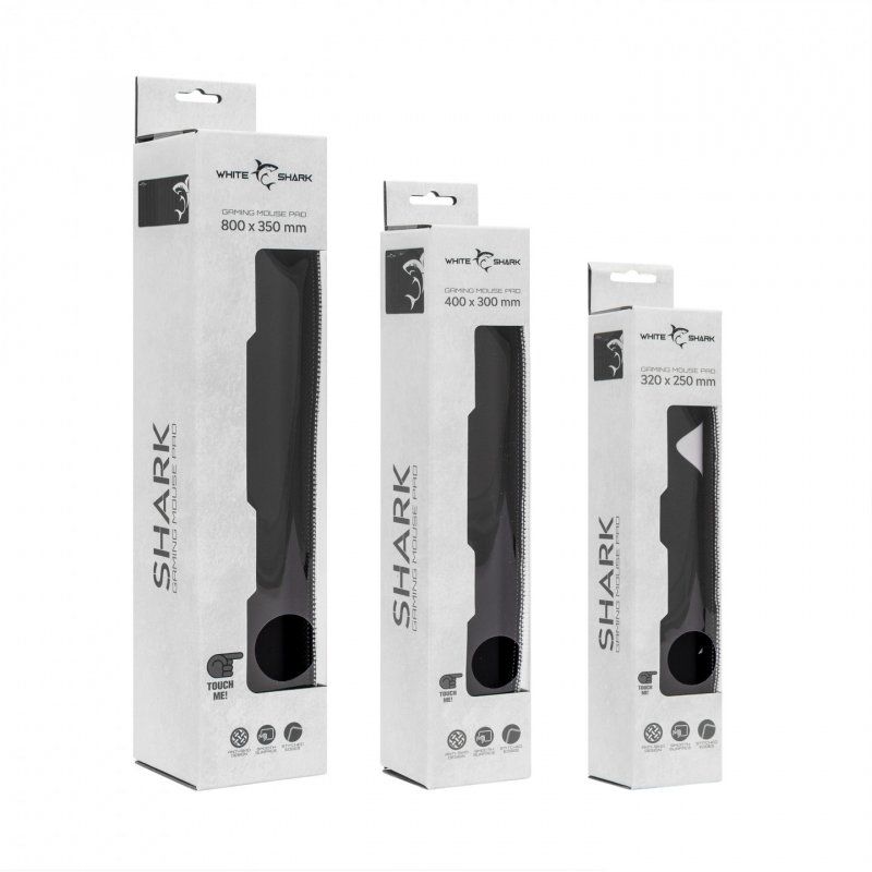 White Shark MP-1967 SHARK XL Tapis de souris de jeu Noir, Blanc