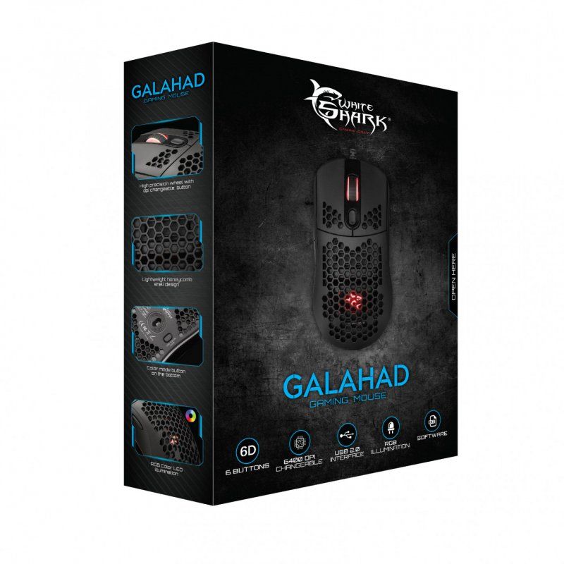 White Shark GALAHAD mouse Ambidextrous USB Type-A Optical 7200 DPI