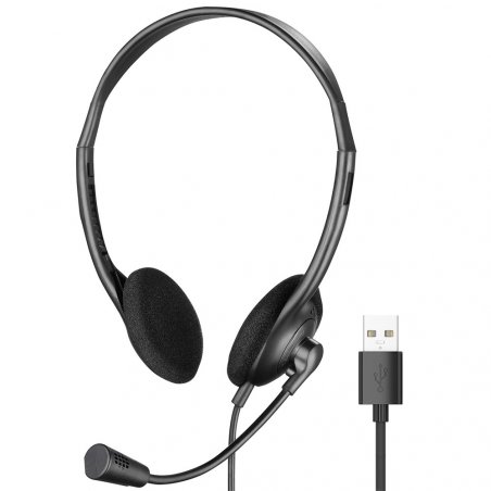 Advanced Accessories USB Headset With Mic - Black
