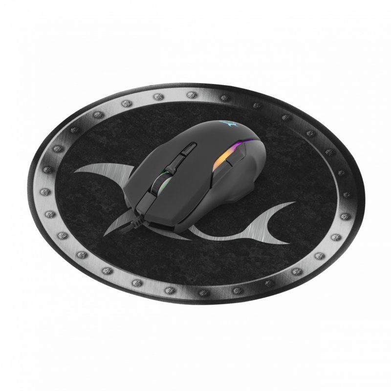 White Shark Minotaur Tapis de souris de jeu Noir, Gris, Blanc