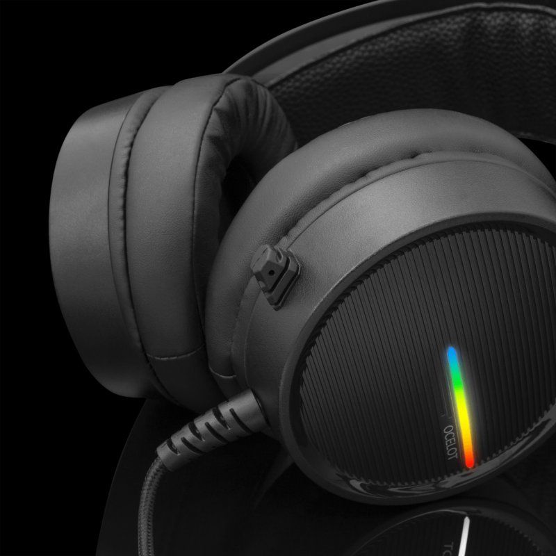 White Shark Ocelot Casque Avec fil Arceau Jouer USB Type-A Noir