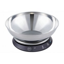 Blaupunkt FKS602 escabeaux de cuisine Noir, Acier inoxydable Rond Balance de ménage électronique