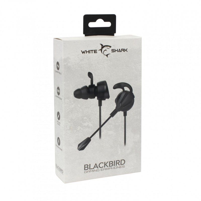 White Shark BLACKBIRD headphones/headset Wired In-ear Gaming Black