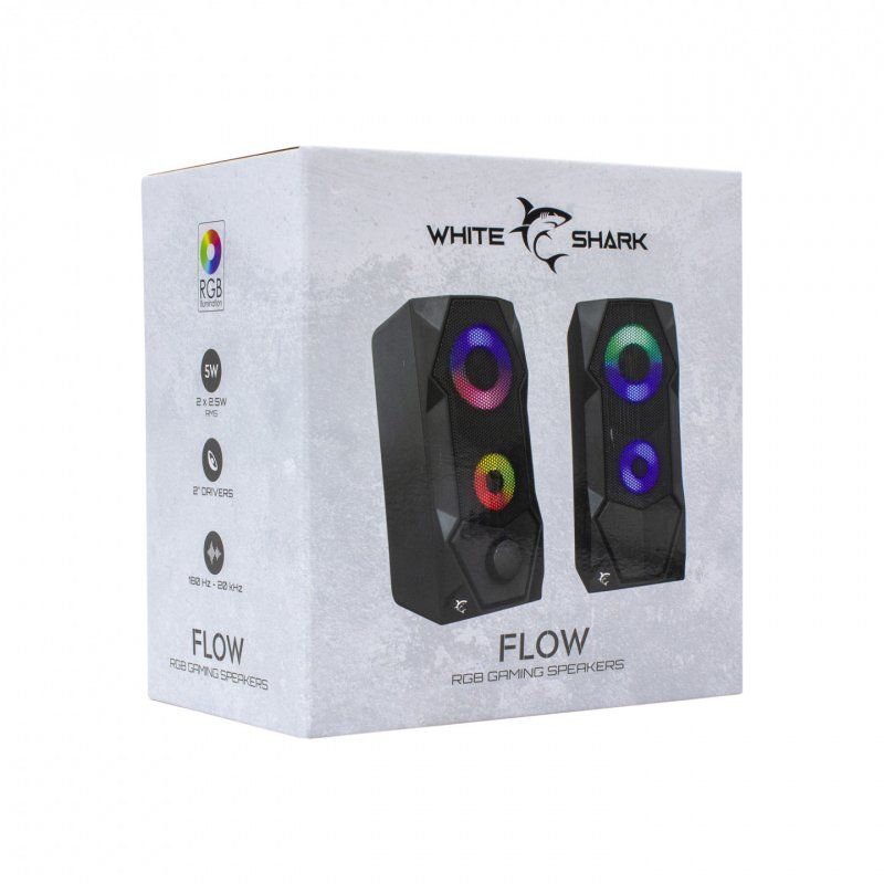 White Shark FLOW haut-parleur Noir Avec fil 5 W