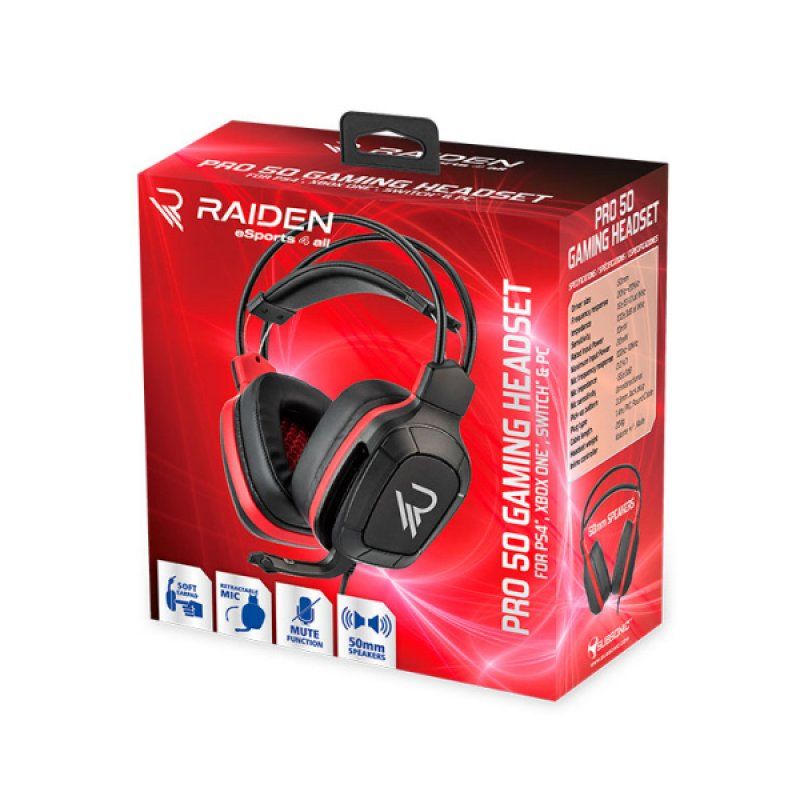 Subsonic SA5554 écouteur/casque Avec fil Arceau Jouer Noir, Rouge