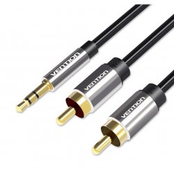 Vention BCFBF audio cable 1 m 3.5mm 2 x RCA Aluminium, Black