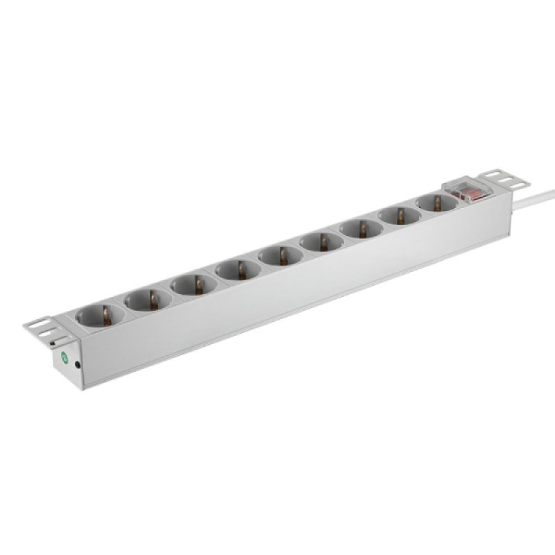 NWSZ 9er Steckdosenleiste 19" PDU mit Schalter LogiLink Hellgrau
