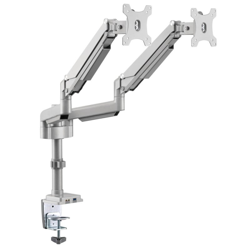 DUAL-DISPLAY FLEX-ARM MOUNT 13I MONITORS CLAMP OR GROMMET USB AU