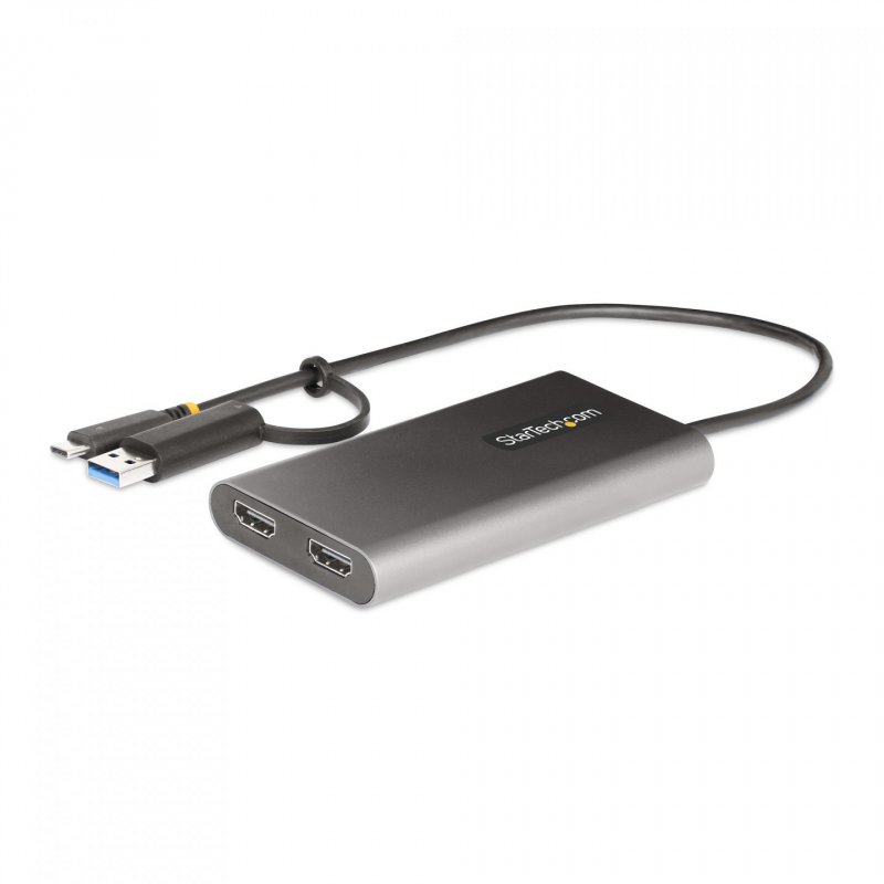 StarTech.com USB-C to Dual-HDMI Adapter - USB-C or A to 2x HDMI - 4K 60Hz - 100W Power Delivery Pass-Through - 1ft (30cm