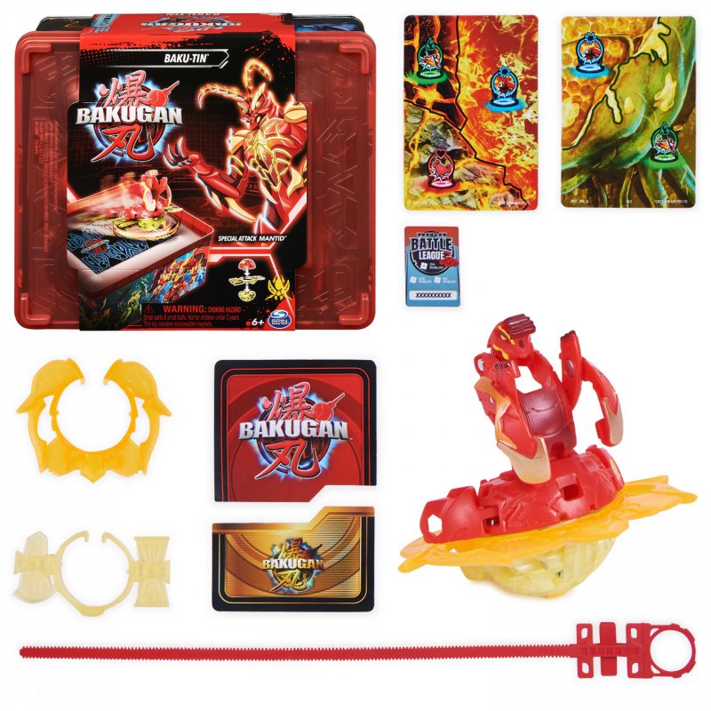 Bakugan Baku-tin with Special Attack Mantid, Customizable, Spinning Action Figure and Toy Storage, Kids Toys for Boys an