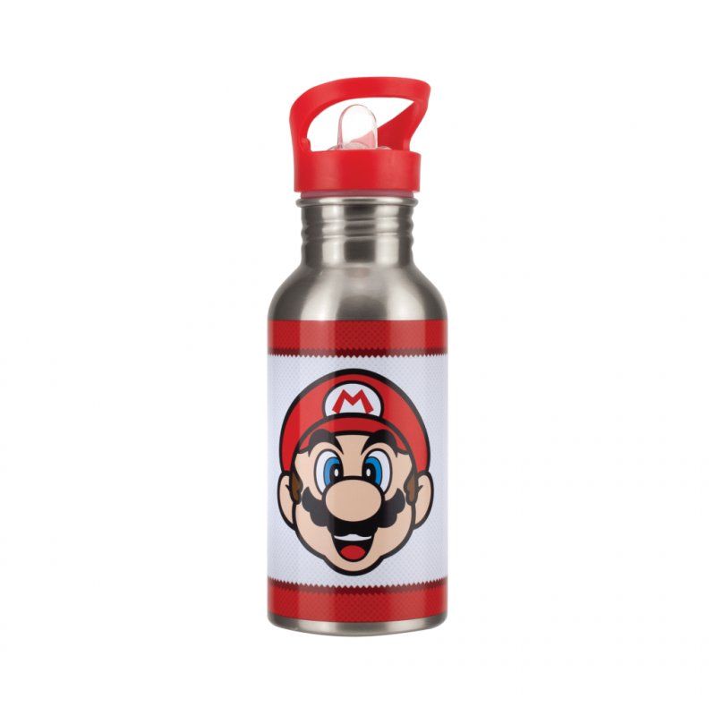 SUPER MARIO - Mario - Bouteille d'eau en métal avec Paille 480ml