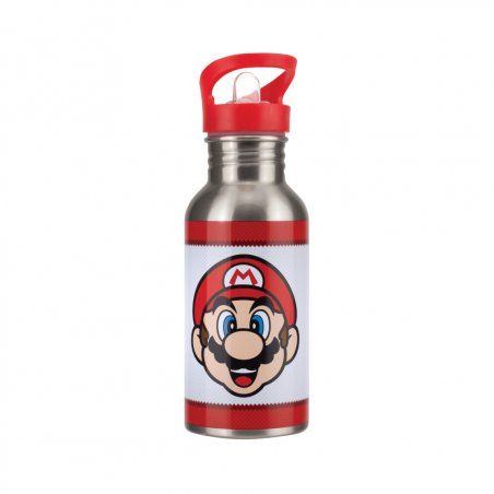 SUPER MARIO - Mario - Bouteille d'eau en métal avec Paille 480ml