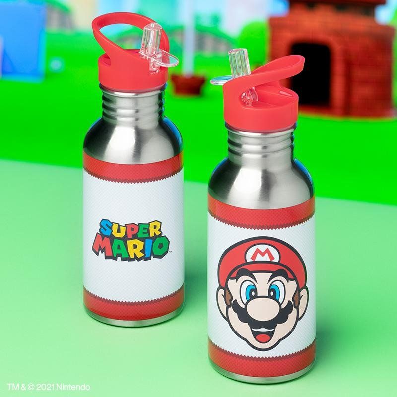 SUPER MARIO - Mario - Bouteille d'eau en métal avec Paille 480ml
