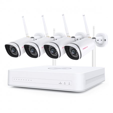 Foscam FN7108W-B4-1T Video-Überwachungssystem Weiß 1x NVR (FN7108W) inkl. 1TB Festplatte, 4x WLAN-Kamera (FI9910W)
