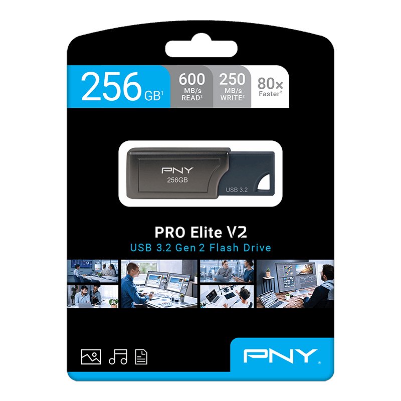 PNY PRO Elite V2 USB flash drive 256 GB USB Type-A 3.2 Gen 2 (3.1 Gen 2) Black
