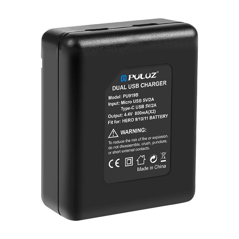 2-slotová nabíječka Puluz PU919B pro GoPro Hero 11 / Hero 10 / Hero 9