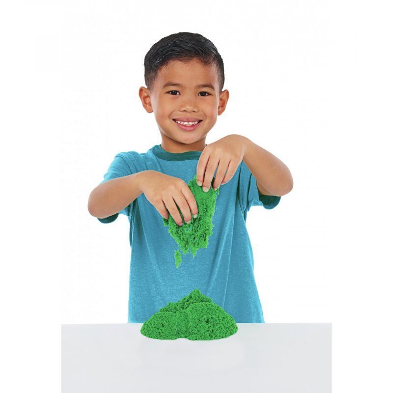 Kinetic Sand , Coffret Bac à sable, 454 g de sable vert, bac à sable, 4 moules et outils, jouets sensoriels pour les e