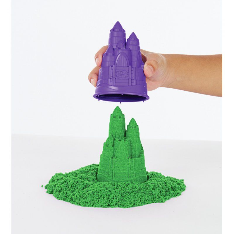 Kinetic Sand , Coffret Bac à sable, 454 g de sable vert, bac à sable, 4 moules et outils, jouets sensoriels pour les e