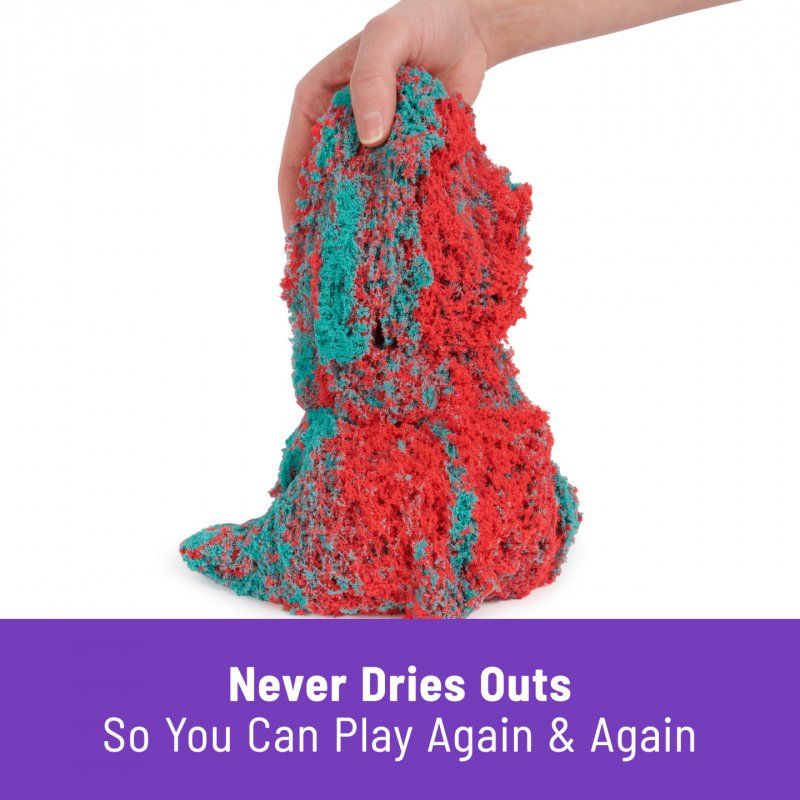 Kinetic Sand Mold n’ Flow, 1.5lbs Red and Teal Play Sand, 3 Tools Sensory Toys for Kids Ages 3+