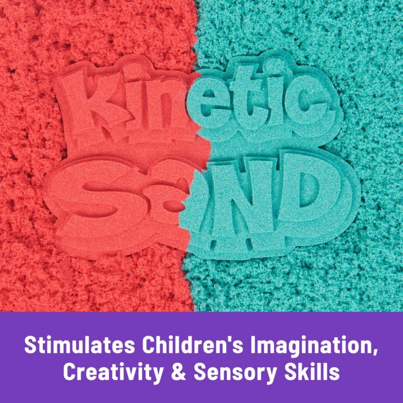 Kinetic Sand Mold n’ Flow, 1.5lbs Red and Teal Play Sand, 3 Tools Sensory Toys for Kids Ages 3+