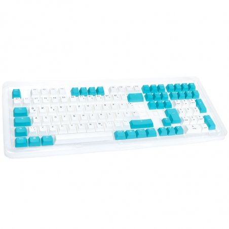 Ducky Keycap Set, PBT, ISO (DE) - weiß/blau