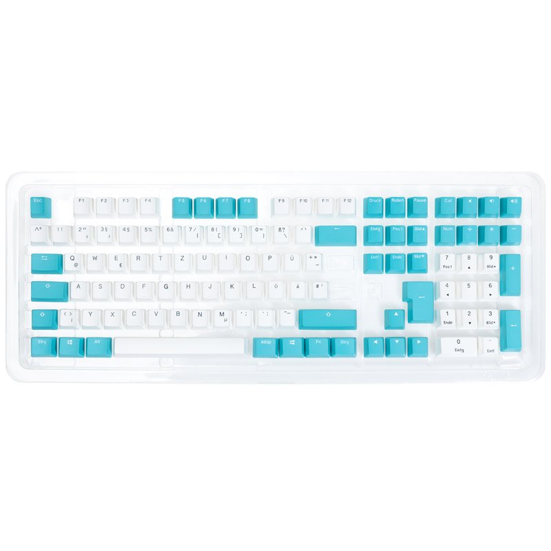 Ducky Keycap Set, PBT, ISO (DE) - weiß/blau