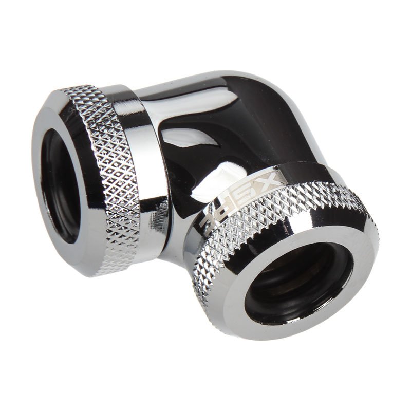 XSPC compatible Adapter 2x 14mm Hard-Tube - 90 Grad Winkel, Chrome