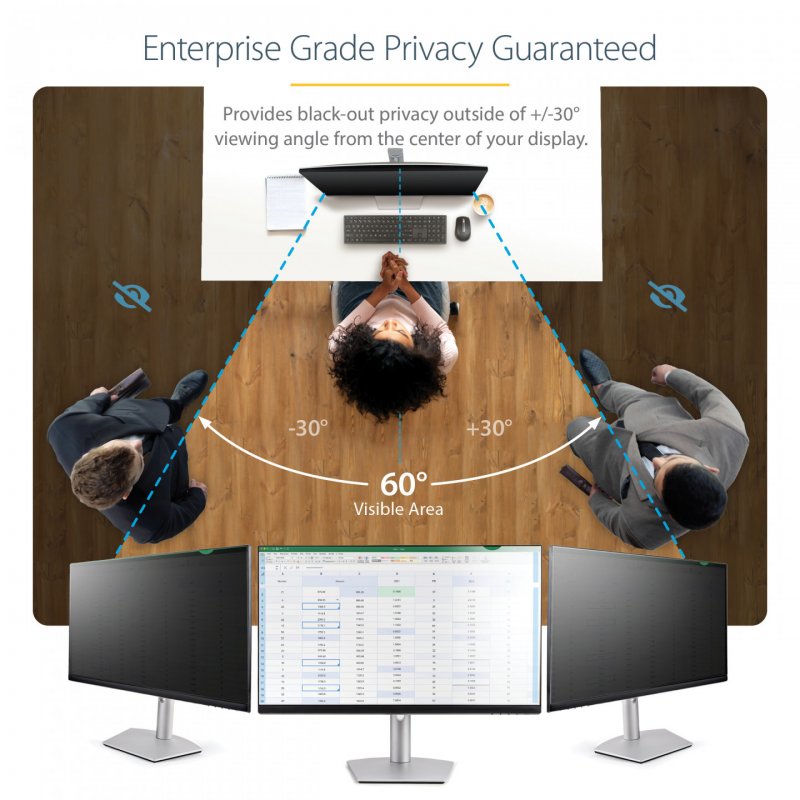 StarTech.com Monitor Privacy Screen for 20 inch PC Display - Computer Screen Security Filter - Blue Light Reducing