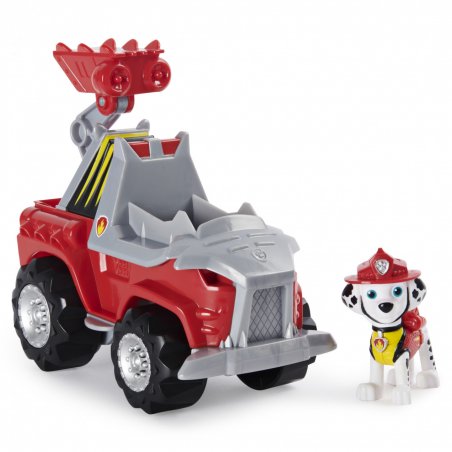 PAW Patrol , Dino Rescue Marshall’s Deluxe Rev Up Vehicle with Mystery Dinosaur Figure
