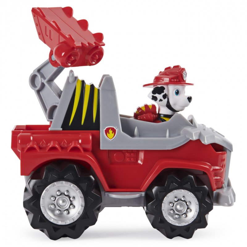 PAW Patrol , Dino Rescue Marshall’s Deluxe Rev Up Vehicle with Mystery Dinosaur Figure