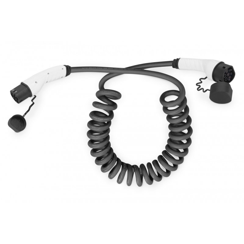 Digitus Câble de recharge en spirale pour véhicules électriques & PHEV – 10 m – type 2 – mode 3 – triphasé