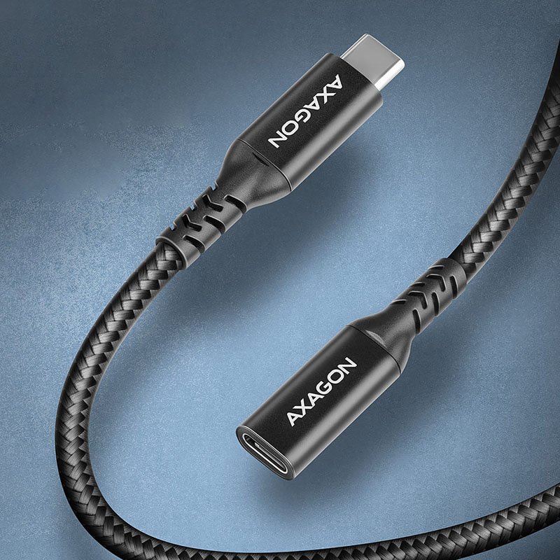 AXAGON BUCM32-CF05AB Verlängerungskabel, USB-C zu USB-C 3.2 Gen 2, 0,5 m, 20 Gbps - Aluminium