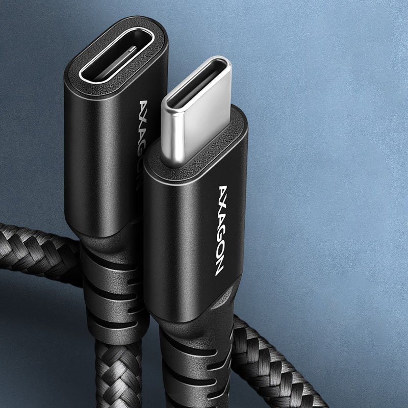 AXAGON BUCM32-CF15AB Verlängerungskabel, USB-C zu USB-C 3.2 Gen 2, 1,5 m, 20 Gbps - Aluminium