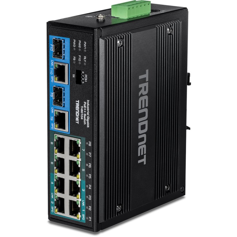 10-PORT INDUSTRIAL GIGABIT POE DIN-RAIL SWITCH