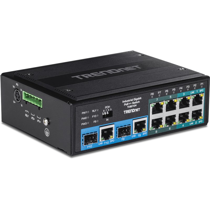 10-PORT INDUSTRIAL GIGABIT POE DIN-RAIL SWITCH