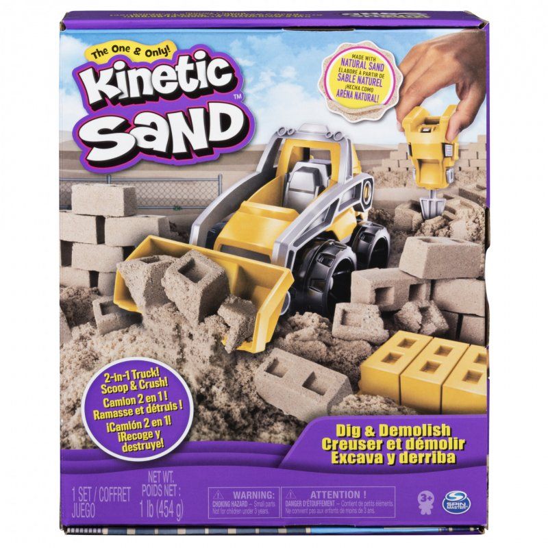 Kinetic Sand , Dig & Demolish Playset with 1lb and Toy Truck, Play Sand Sensory Toys for Kids Ages 3 and up