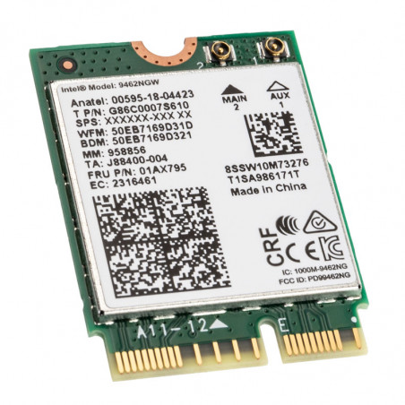 Intel compatible Dual-Band Wireless-AC 9462, WLAN + Bluetooth 5.0 Adapter - M.2/A-E-key, CNVi