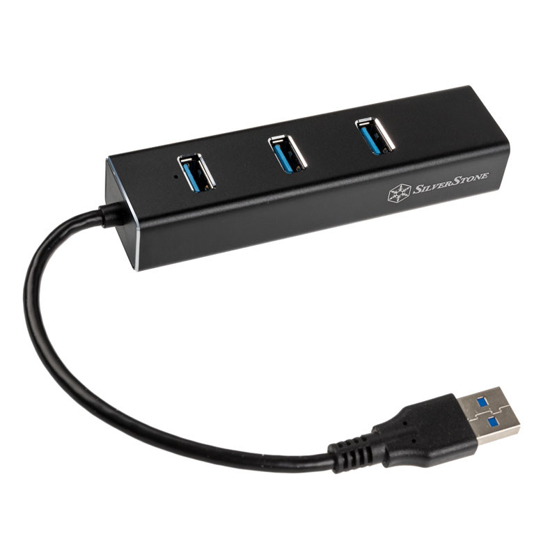 Silverstone SST-EP04 3-Port USB 3.0 Hub mit Gigabit Ethernet - schwarz