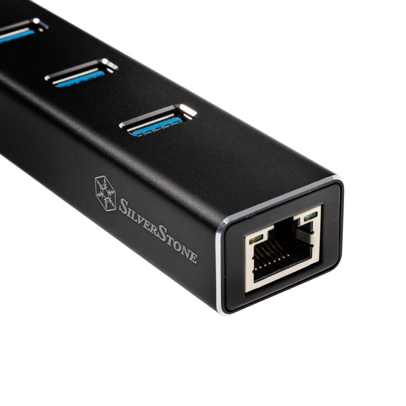 Silverstone SST-EP04 3-Port USB 3.0 Hub mit Gigabit Ethernet - schwarz