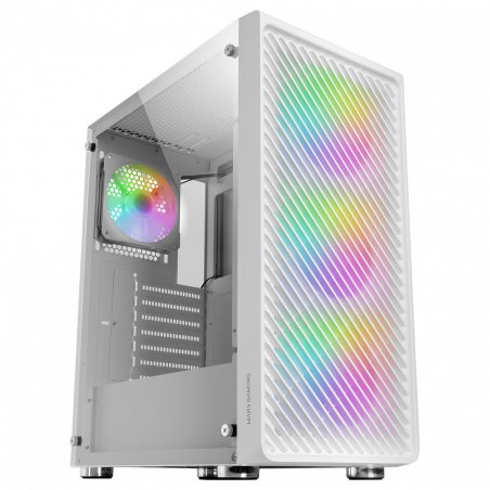 Mars Gaming MC-F White, ATX Gaming Semitower, Full Tempered Glass Window, Metal-Mesh Front, 4x 120mm ARGB Fans
