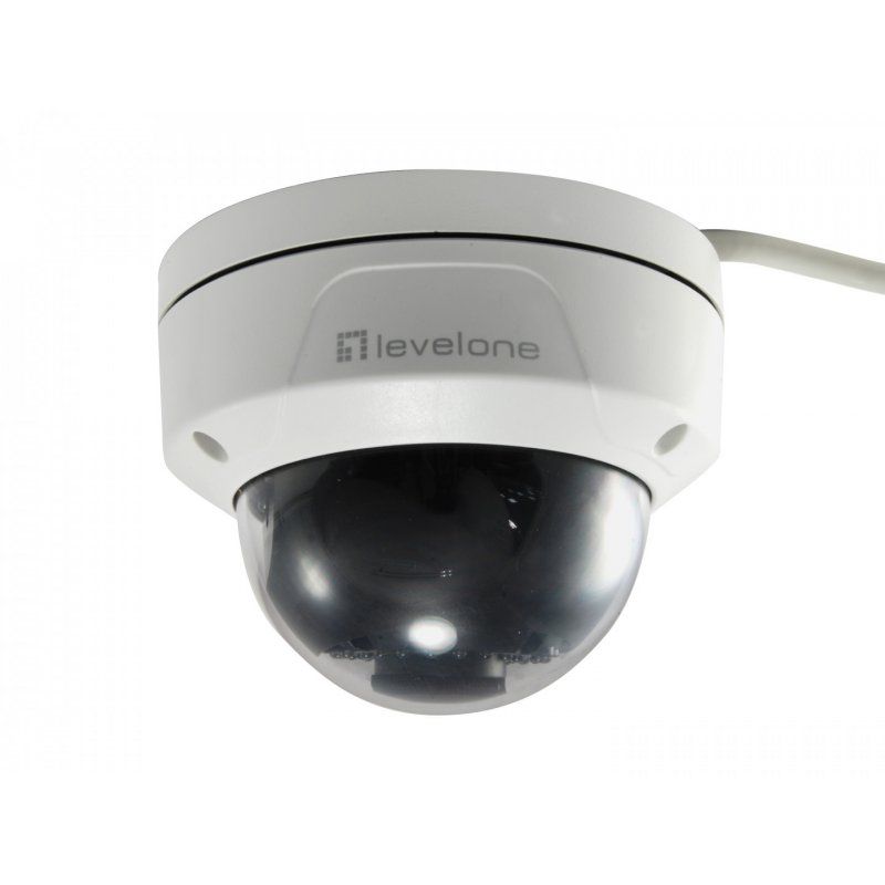 LevelOne GEMINI Fixed Dome IP Network Camera, 8-Megapixel, H.265, 802.3af PoE, IR LEDs, two-way audio, Indoor/Outdoor,