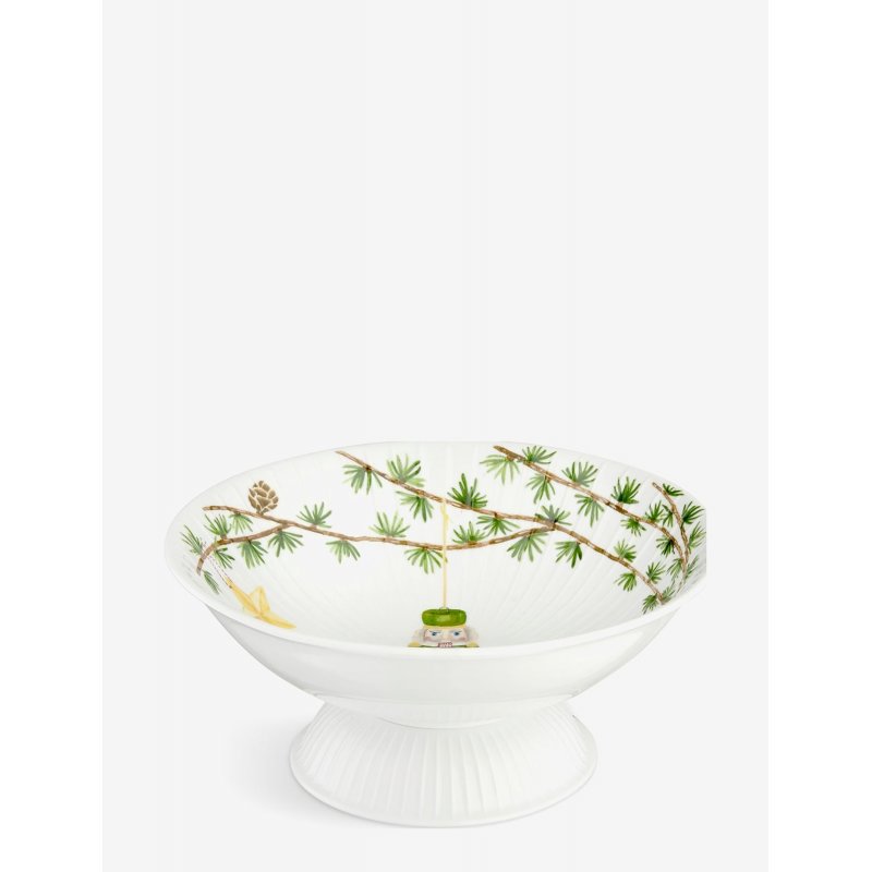 Kähler - Hammershøi Christmas Bowl on stand, Ø23 cm - White w. deco